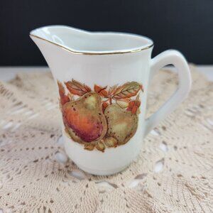 Vintage Creamer White with Pears Gold Lustre Around the Rim & Handle Japan